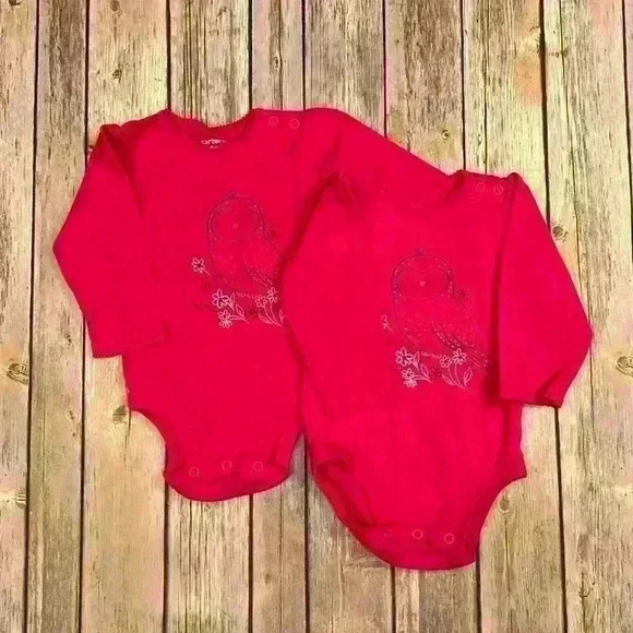 Twin Girl Bundle! 💕 6 month long sleeve carters onesies. - Picture 1 of 5